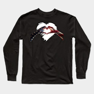 USA Heart Flag 4th of July Independence Day Long Sleeve T-Shirt